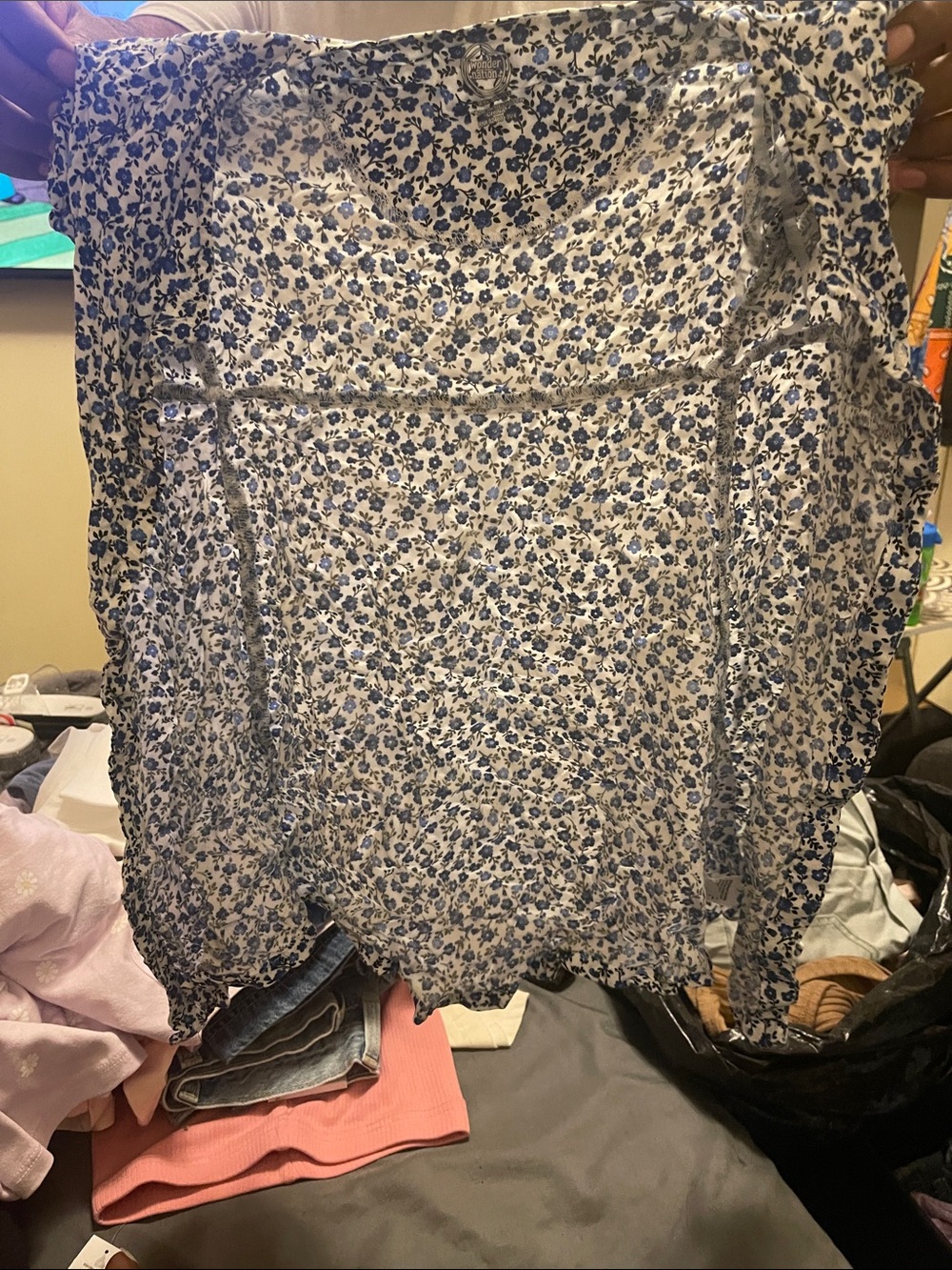 Floral Blue and White Lightweight Blouse